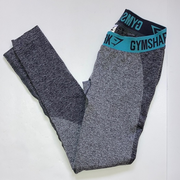 Gymshark Flex Leggings Charcoal Marl Dusky Teal Medium - Excellent - Picture 2 of 5